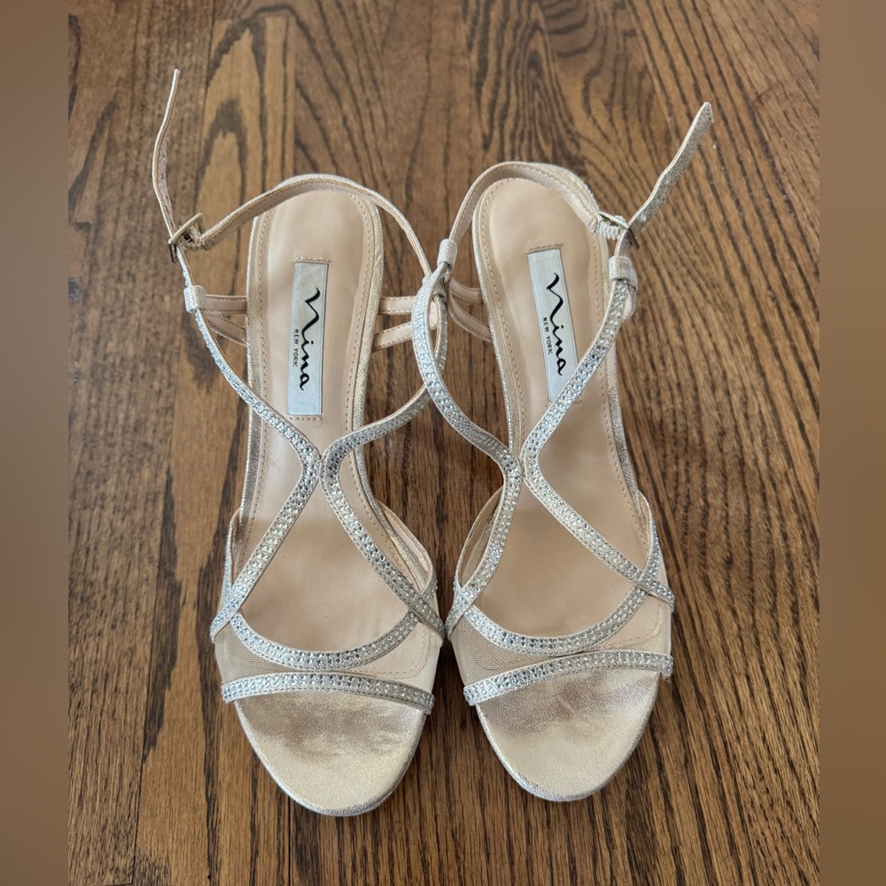 Nina New York Silver Strappy Sandals